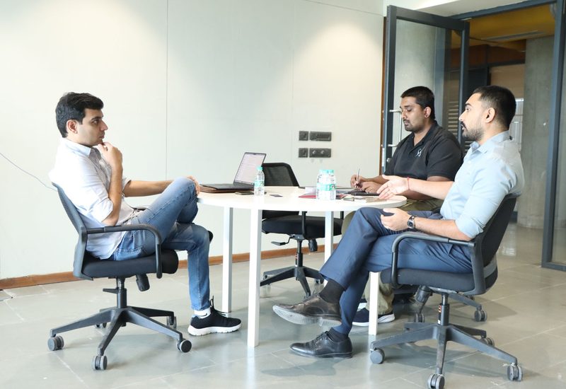 Founder advisory meeting in a small conference room